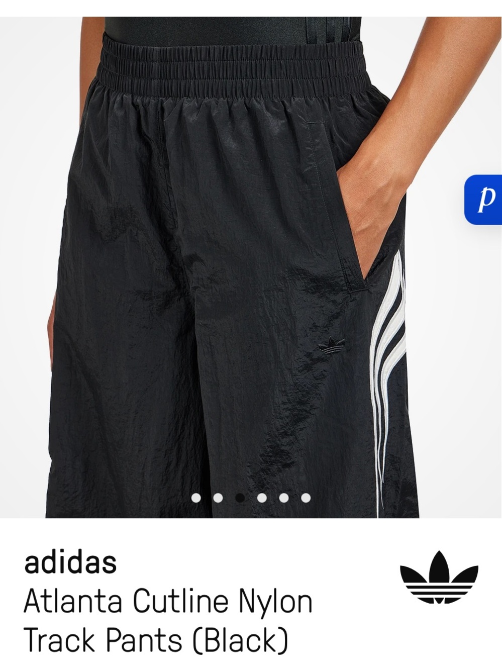 adidas Wide-Leg Atlanta Cut Line Track Pants in Black - Picture 7 of 13